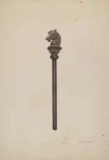 Horse Head Hitching Post, c. 1939. Creator: Hilda Olson