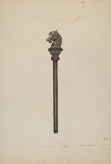 Horse Head Hitching Post, c. 1939. Creator: Hilda Olson