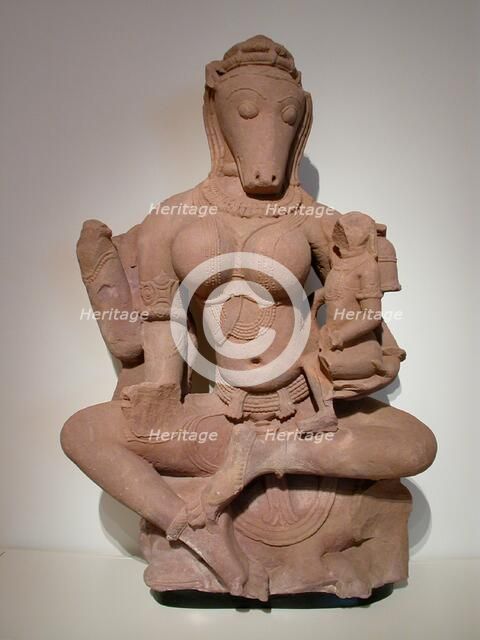 Horse-Headed Yogini Hayagriva Seated Holding a Child, 11th century. Creator: Unknown.