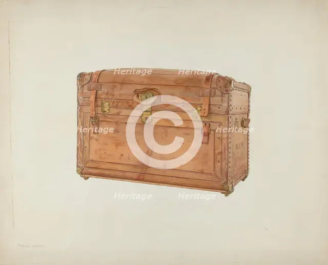 Horse Hide Trunk, c. 1939. Creator: Frank M Keane.