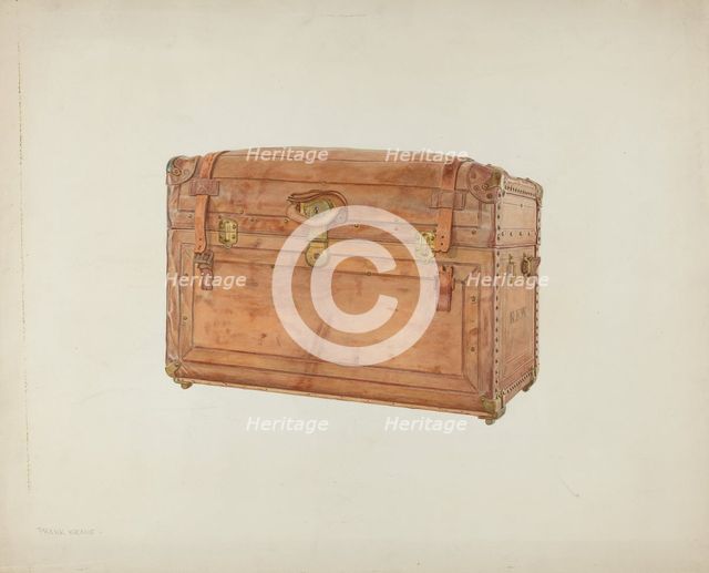 Horse Hide Trunk, c. 1939. Creator: Frank M Keane.