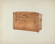 Horse Hide Trunk, c. 1939. Creator: Frank M Keane