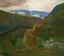 Horse in the Mountains, probably 1902. Creator: Oluf Wold-Torne