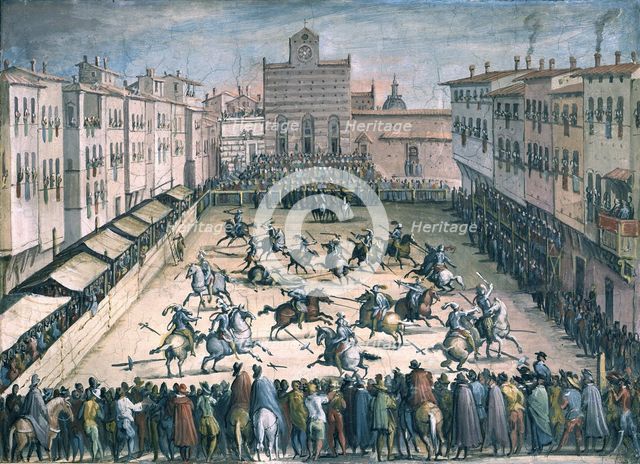Horse Joust at the Piazza Santa Croce, 1561-1562. Artist: Stradanus (Straet, van der), Johannes (1523-1605)