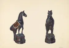 Horse on Barrel Bank, c. 1938. Creator: William O. Fletcher