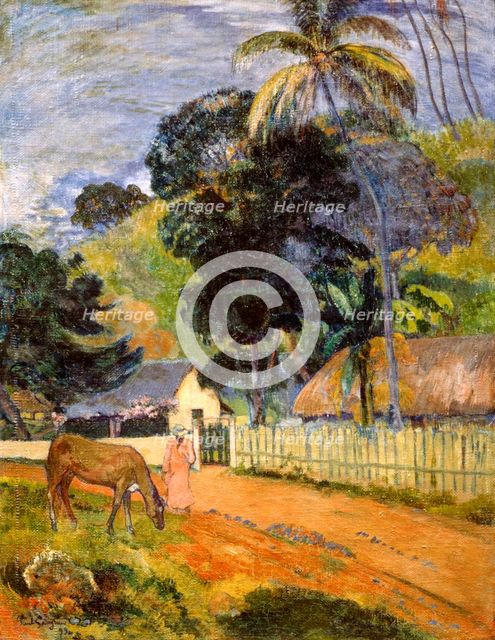 'Horse on Road, Tahitian Landscape', 1899. Artist: Paul Gauguin