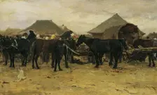 Horse market in Szolnok I, 1870/1880. Creator: August von Pettenkofen