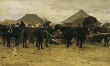 Horse market in Szolnok I, 1870/1880. Creator: August von Pettenkofen