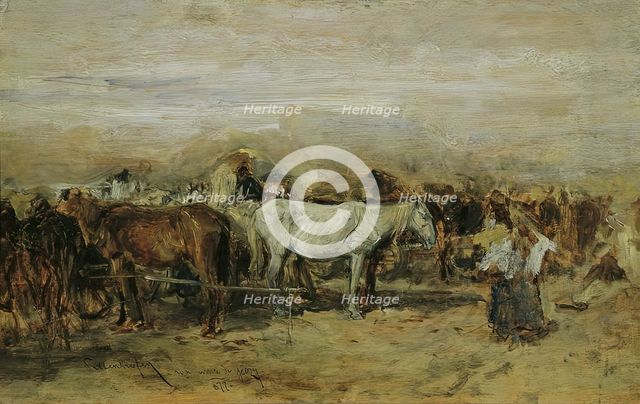 Horse market in Szolnok II, 1877. Creator: August von Pettenkofen.