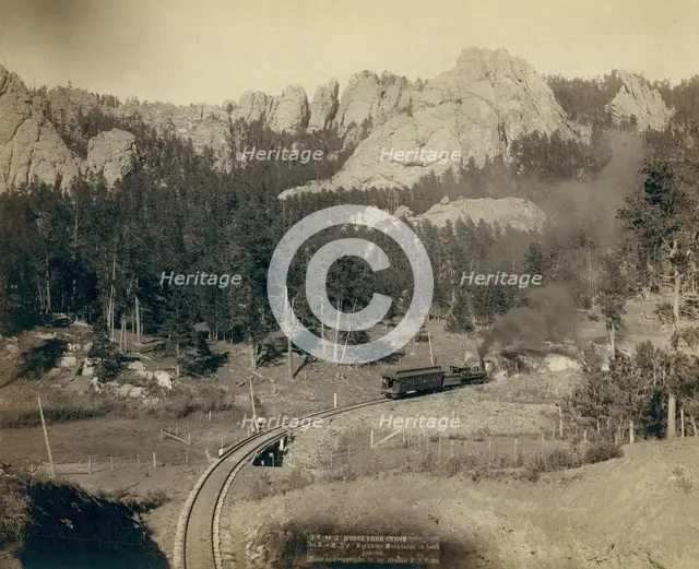 Horse Shoe Curve On B[urlington] and M[issouri River] R'y Buckhorn Mountains, 1891. Creator: John C. H. Grabill.