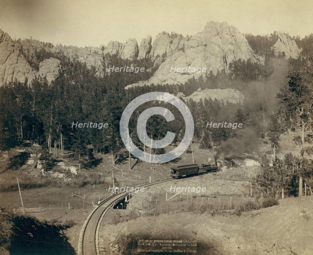 Horse Shoe Curve On B[urlington] and M[issouri River] R'y Buckhorn Mountains, 1891. Creator: John C. H. Grabill.