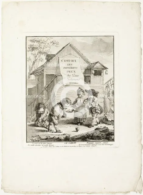 Horse Shoes, from The Games of the Urchins of Paris, 1770. Creator: Jean Baptiste Tilliard.