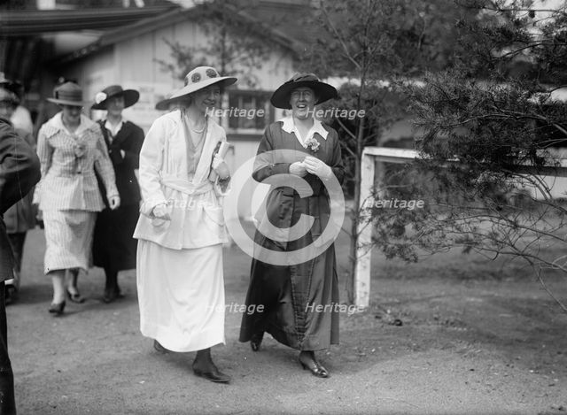 Horse Shows - Harris And Ewing Staff; Imogene James And Mildred Bartholow, 1915. Creator: Harris & Ewing.