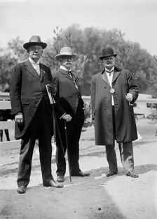 Horse Shows - Judge W.H. Moore; Gen. N.A. Miles; P.V. Degraw, 1911. Creator: Harris & Ewing