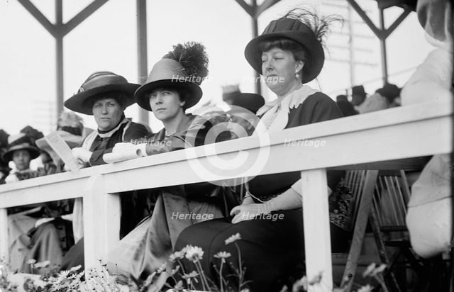 Horse Shows - Spectators: Unidentified; Mrs. Nicholas Longworth; Mrs. W. Murray Crane, 1911. Creator: Harris & Ewing.