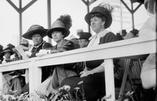 Horse Shows - Spectators: Unidentified; Mrs. Nicholas Longworth; Mrs. W. Murray Crane, 1911. Creator: Harris & Ewing