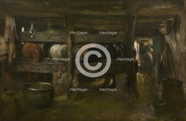 Horse Stable, c1860-1900. Creator: Jan Stobbaerts.