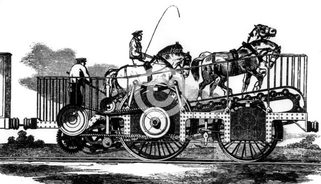 Horse-powered train, 1850. Creator: Unknown.