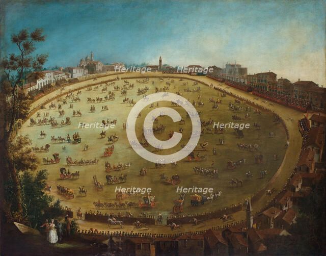 Horse races at the Prato della Valle in Padua, Mid of the 18th cen.. Creator: Fossati, Giorgio (1706-1778).