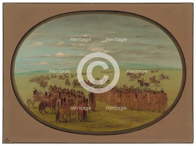 Horse Racing - Minatarrees, 1861/1869. Creator: George Catlin.