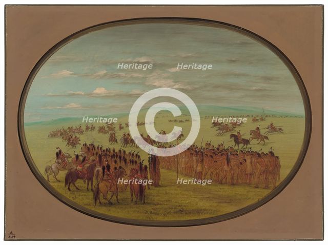 Horse Racing - Minatarrees, 1861/1869. Creator: George Catlin.