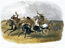 Horse Racing of Sioux Indians near Fort Pierre 1843. Artist: Du Casse and Doherty