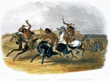 Horse Racing of Sioux Indians near Fort Pierre 1843. Creator: Du Casse and Doherty