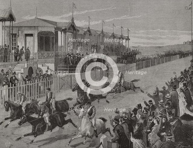 Horse racing at Hipódromo de la Castellana (La Castellana Racecourse), Madrid, Spain...1878 (1879).  Creator: Bernardo Rico.