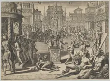 Horse Racing in a Roman Hippodrome, mid-16th-mid-17th century. Creator: Matthaeus Greuter