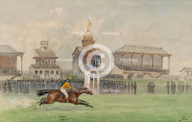 Horse racing in Freudenau in Vienna 1884, 1884. Creator: Moritz Ledeli.