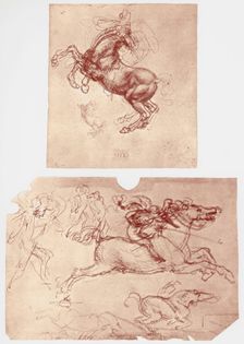 Horse Rearing and Horsemen and Foot-Soldiers c1504. Artist: Leonardo da Vinci
