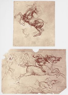 Horse Rearing and Horsemen and Foot-Soldiers c1504. Artist: Leonardo da Vinci