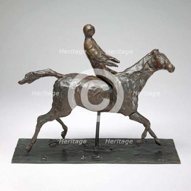 Horse with Jockey; Horse Galloping, Turning Head to the Right, Feet Not Touching the Ground... Creator: Edgar Degas.