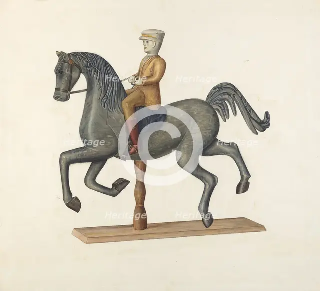Horse with Rider, 1935/1942. Creator: Selma Sandler.