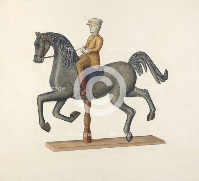 Horse with Rider, 1935/1942. Creator: Selma Sandler.