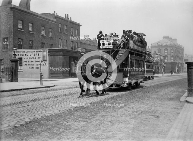Horse tram, South London, c1900. Artist: Unknown.
