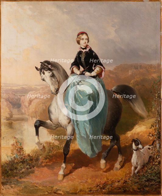 Horsewoman with a dog, c. 1850. Creator: Briullov, Karl Pavlovich (1799-1852).