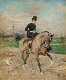 Horsewoman. (Alice Régnault on horseback), 1878. Creator: Boldini, Giovanni (1842-1931)