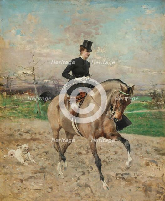 Horsewoman. (Alice Régnault on horseback), 1878. Creator: Boldini, Giovanni (1842-1931).