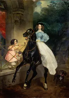 Horsewoman, Portrait of Giovanina and Amazillia Pacini 1832. Artist: Karl Briullov