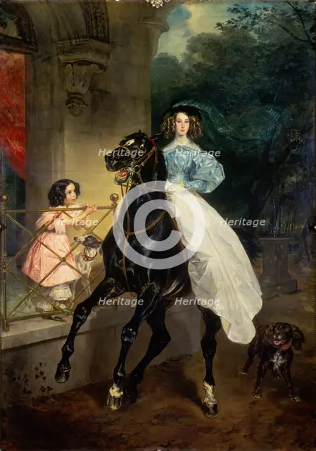 'Horsewoman, Portrait of Giovanina and Amazillia Pacini', 1832.  Artist: Karl Briullov