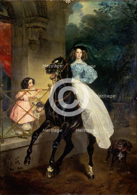 'Horsewoman, Portrait of Giovanina and Amazillia Pacini', 1832.  Artist: Karl Briullov