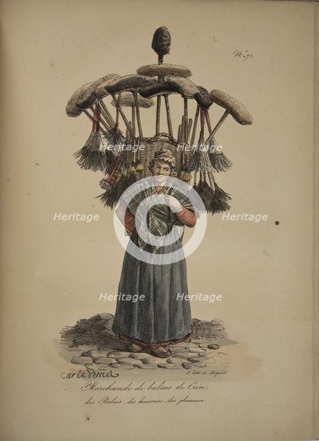 Horsehair broom seller. From the Series "Cris de Paris" (The Cries of Paris), 1815. Creator: Vernet, Carle (1758-1836).