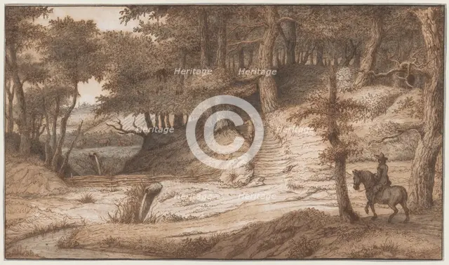 Horseman and Hunter in the Woods of Doorwerth, Near Arnhem, c.1670. Creator: Lambert Doomer.