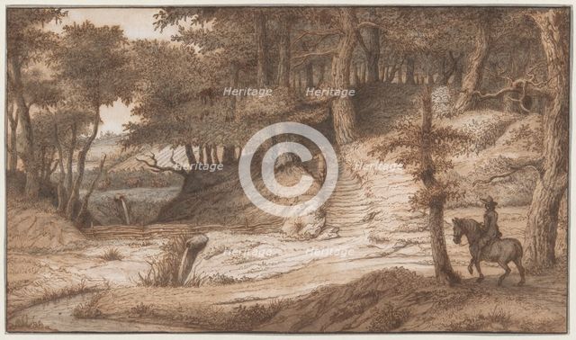 Horseman and Hunter in the Woods of Doorwerth, Near Arnhem, c.1670. Creator: Lambert Doomer.