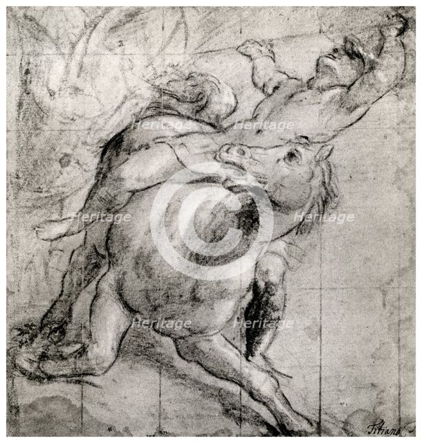 'Horseman Falling', c1565, (1937). Artist: Titian