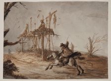 Horseman in a Landscape of Hanged and Gibbeted Men, c1800. Creator: Henry William Bunbury