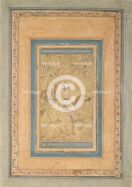 Horseman in a Landscape, Mid of 17th cen.. Artist: Iranian master  
