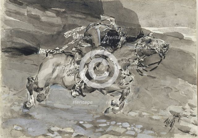 Horseman. Illustration to the poem The Demon by Mikhail Lermontov, 1890-1891. Artist: Vrubel, Mikhail Alexandrovich (1856-1910)