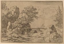Horseman on a Bridge, probably c. 1645/1656. Creator: Allart van Everdingen